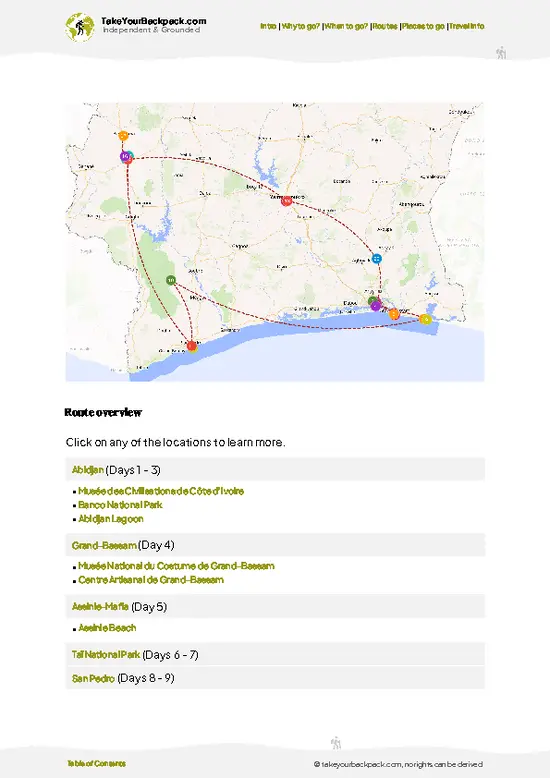 example page 4 from our offline Travel Guide for Côte d’Ivoire